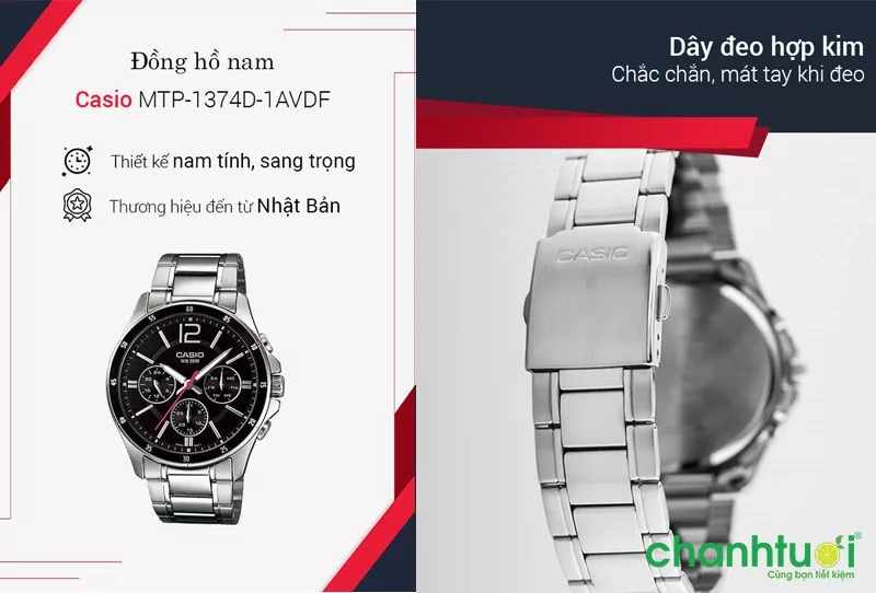 Mô tả ảnh: Đồng hồ Casio MTP-1374D-1AVDF