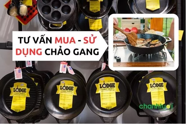 Mô tả ảnh: Một chiếc chảo gang đặt trên bếp gas.