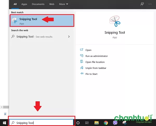 Mở ứng dụng Snipping Tool