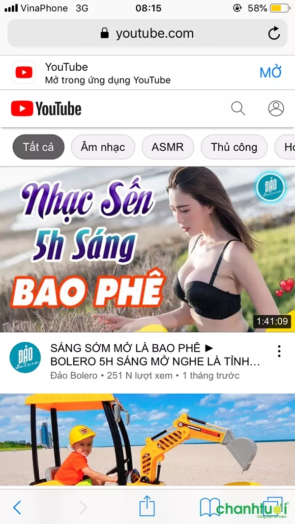 Mở YouTube trên web