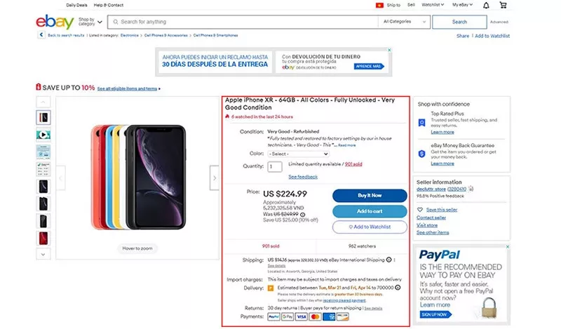 mua-hang-ebay Kiểm tra thông tin sản phẩm