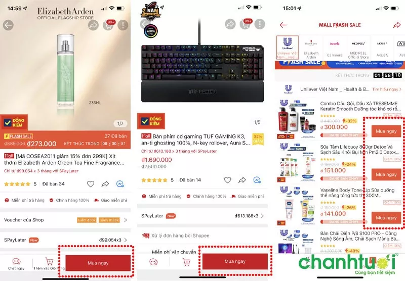 "Mua ngay" đặt hàng trên Shopee