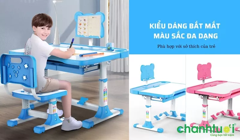 Ngồi học đúng tư thế với bàn ghế phù hợp chiều cao