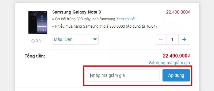 Nhập mã giảm giá