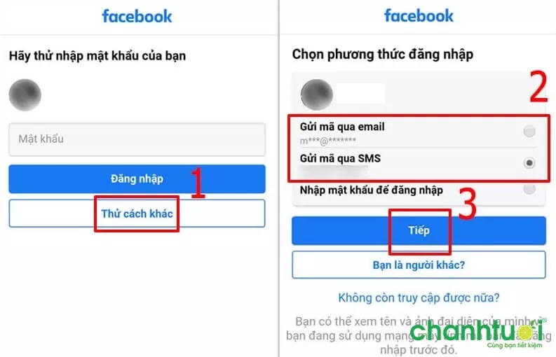 Nhập mã xác nhận Facebook