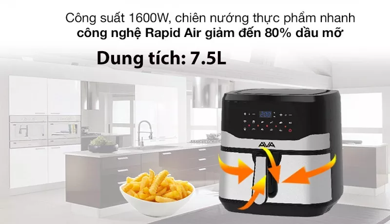 Nồi chiên không dầu AVA 7.5 lít KDF-593D