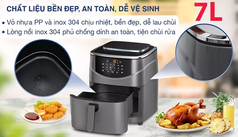 Nồi chiên không dầu Kalite STEAM 7 7 lít