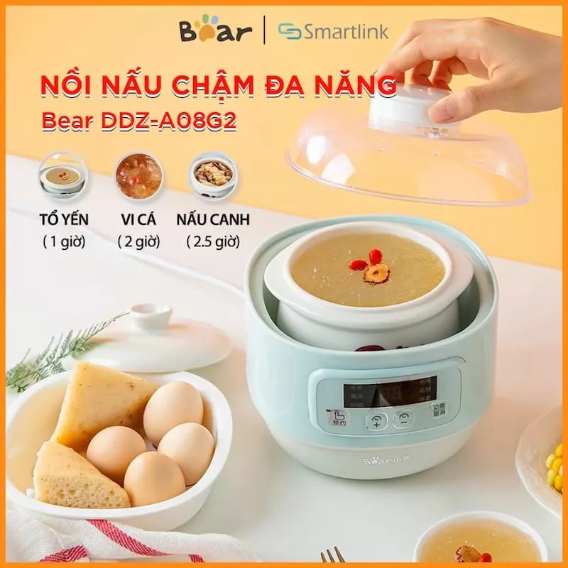 Nồi Nấu Cháo Chậm Cho Bé Bear A08G2