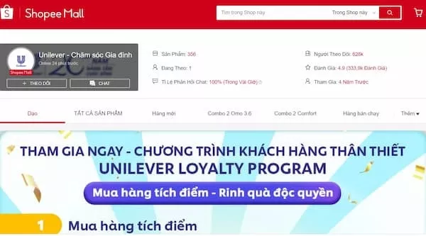 Nước giặt Omo trên Shopee