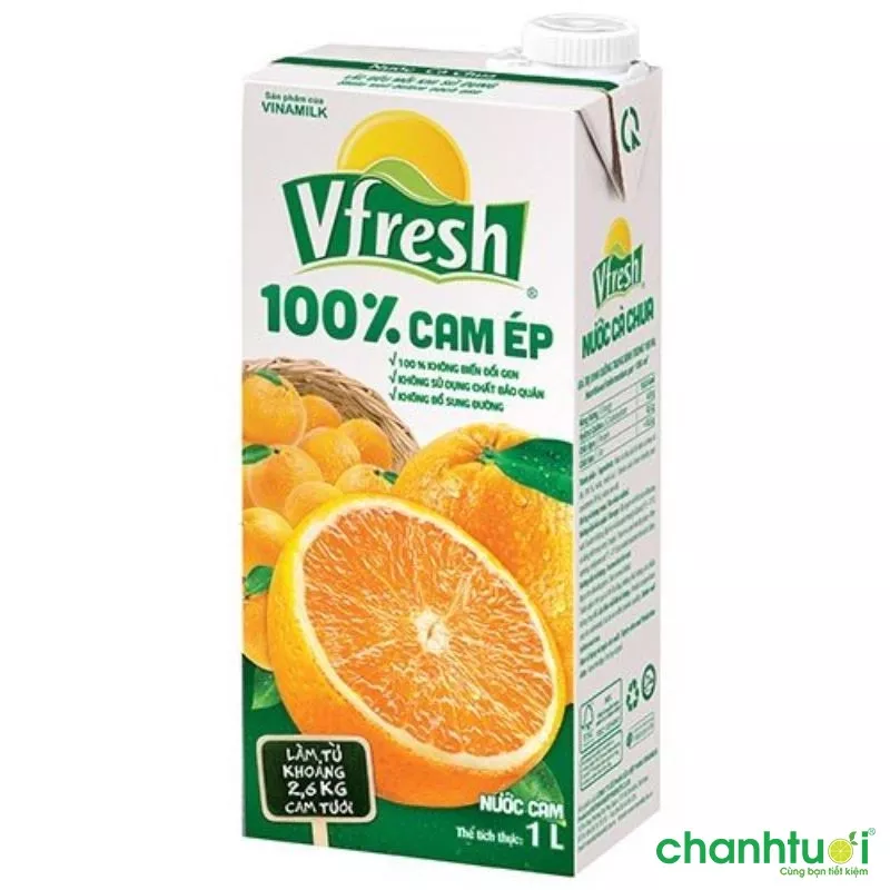 Nước Vfresh cam ép 100% - HỘP GIẤY 1L