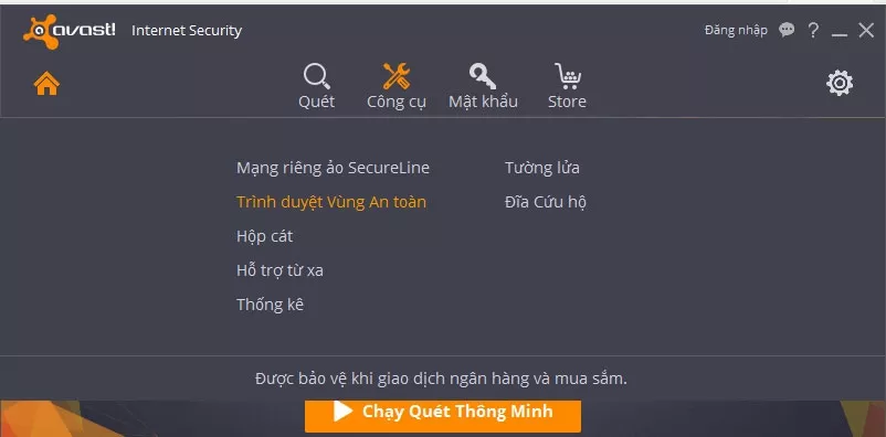 Phần mềm diệt virus Avast Internet Security với trình duyệt bảo mật