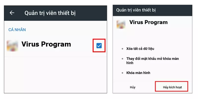 quet-virus-android Quản trị viên thiết bị