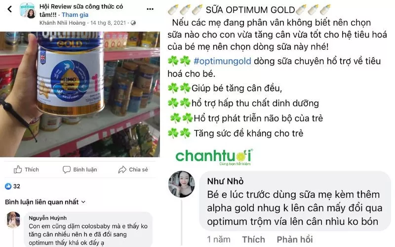 Review sữa Optimum Gold 2