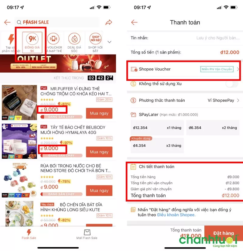 Săn sale Shopee 1K, 9K và áp mã giảm giá