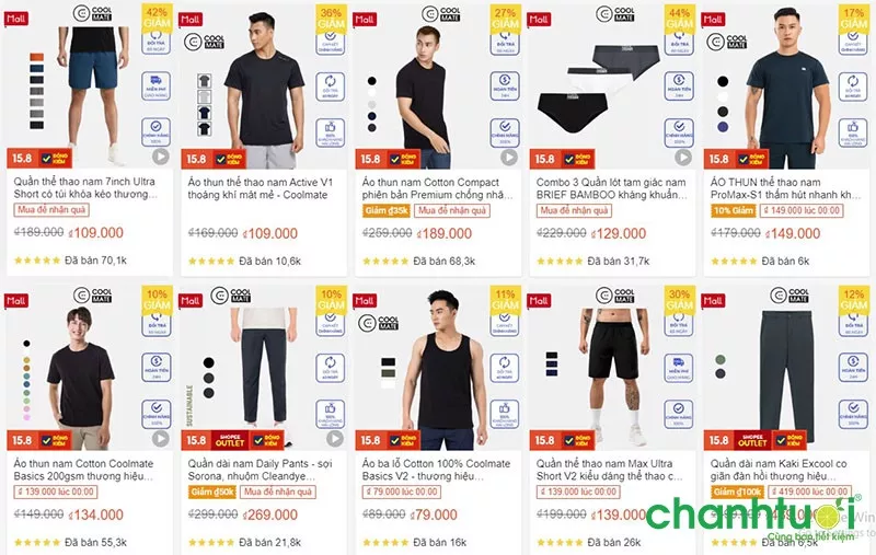 Shop Coolmate trên Shopee