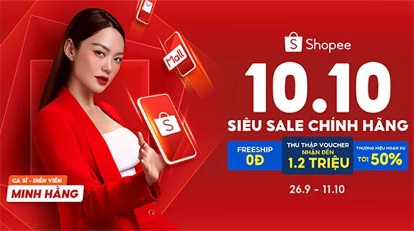 Shopee 10.10 Ngập tràn voucher đến 1,2 triệu, thương hiệu hoàn xu 50%