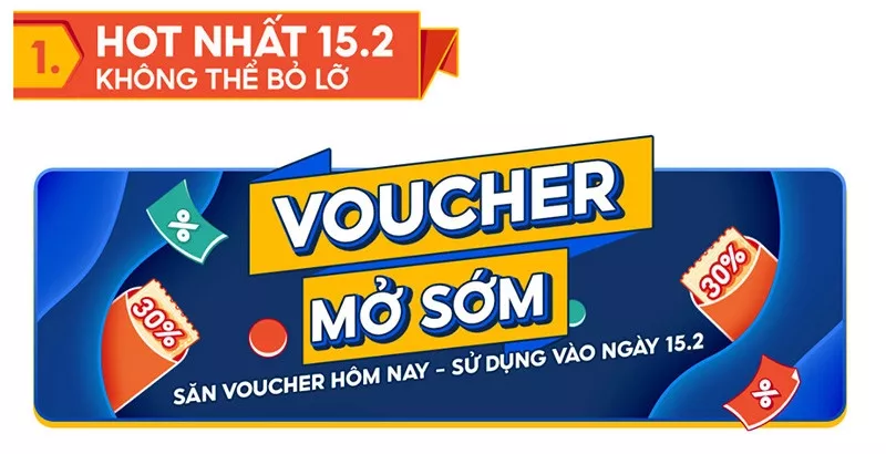 Shopee 15.2: Voucher mở sớm