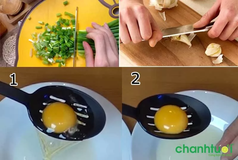 Sơ chế nguyên liệu cơm chiên trứng