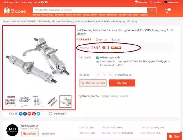 So sánh giá hàng quốc tế trên Shopee