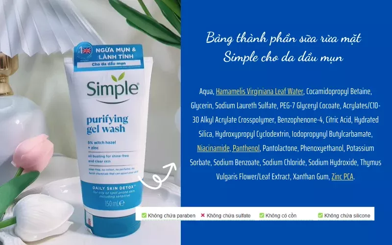 Sữa rửa mặt Simple cho da dầu mụn 4