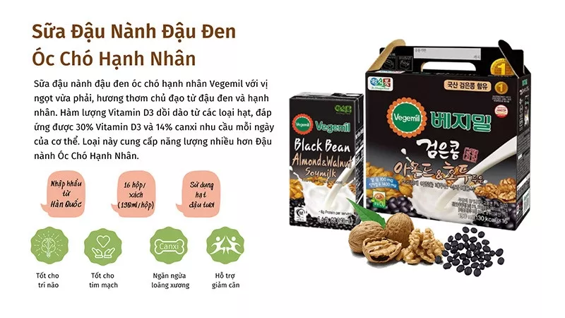 Sữa Vegemil đậu đen óc chó hạnh nhân