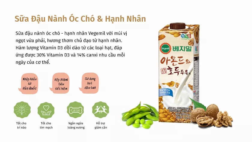 Sữa Vegemil óc chó hạnh nhân