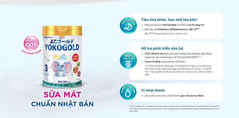 Thành phần dinh dưỡng của sữa Yoko Gold