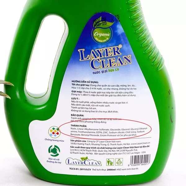 Thành phần nước giặt Layer Clean