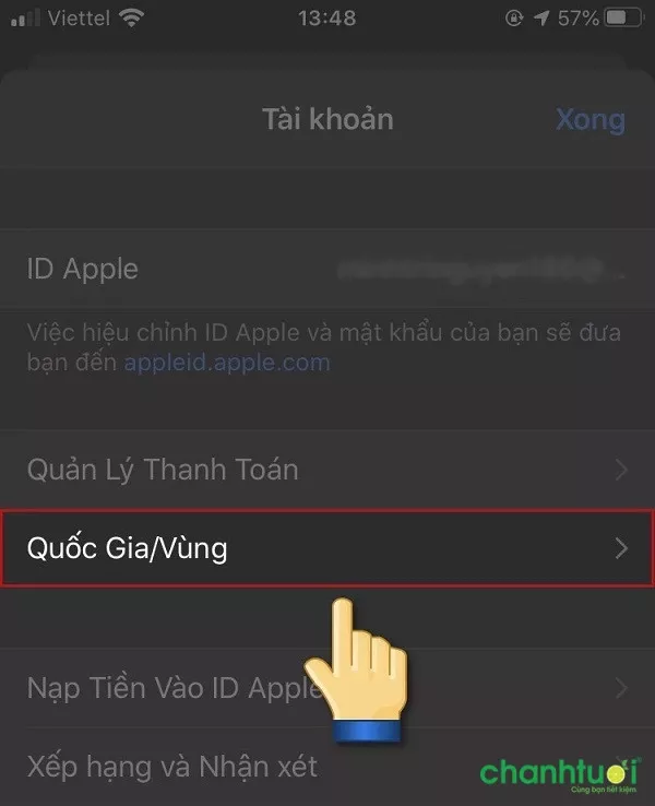 Thay đổi quốc gia trên App Store