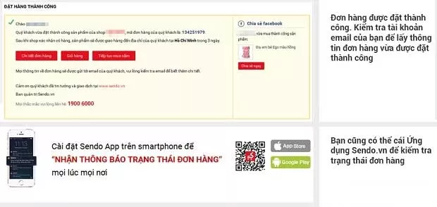 Thông báo đặt hàng thành công