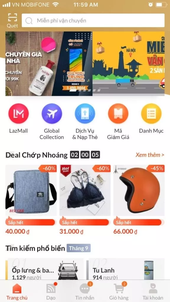 Tiện ích Lazada App