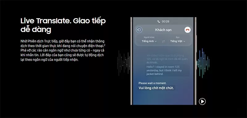 Tính năng AI Live Translate Call trên Galaxy S24