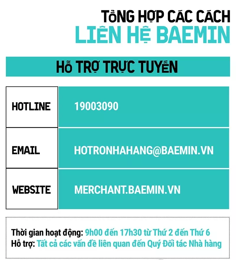 Tổng đài liên hệ Baemin