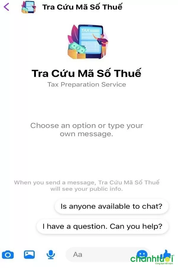 Tra cứu MSTCN qua Messenger