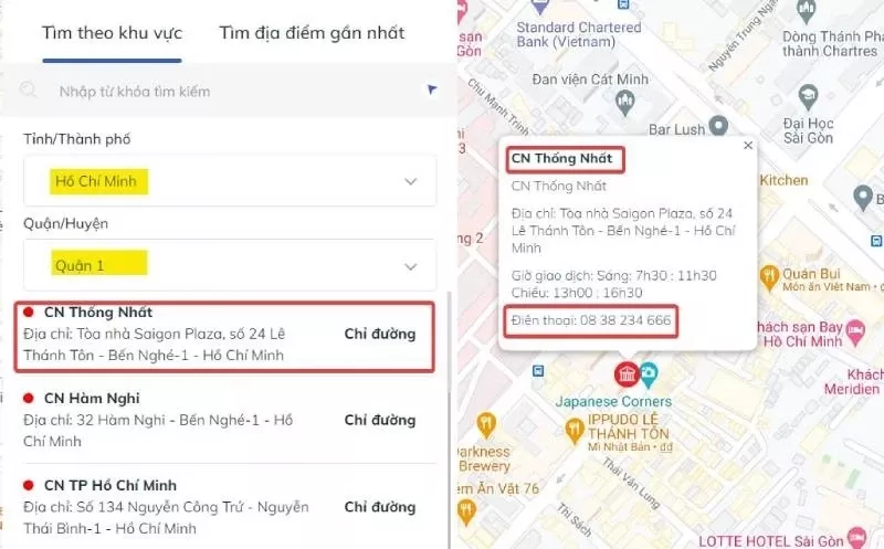 Tra cứu số Hotline trên các chi nhánh của ngân hàng BIDV