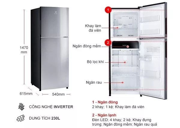 Tủ lạnh Electrolux 2 cánh