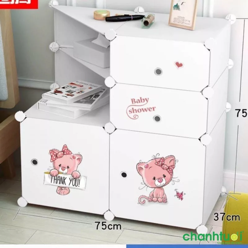 TỦ NHỰA LẮP GHÉP MINI ĐẦU GIƯỜNG 2 Ô TO 2 Ô NHỎ