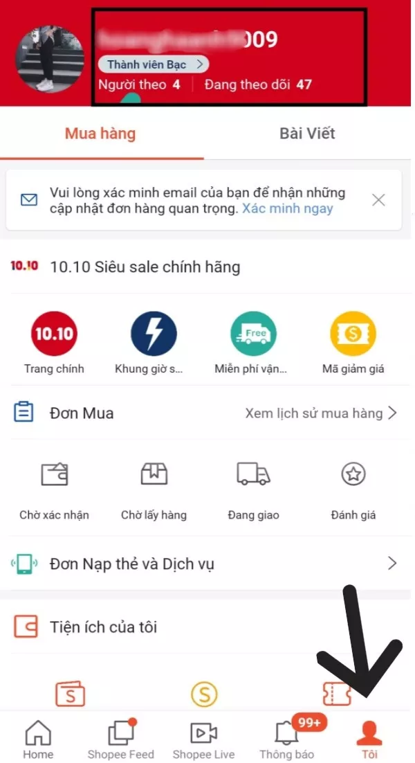 Ứng dụng Shopee trên điện thoại