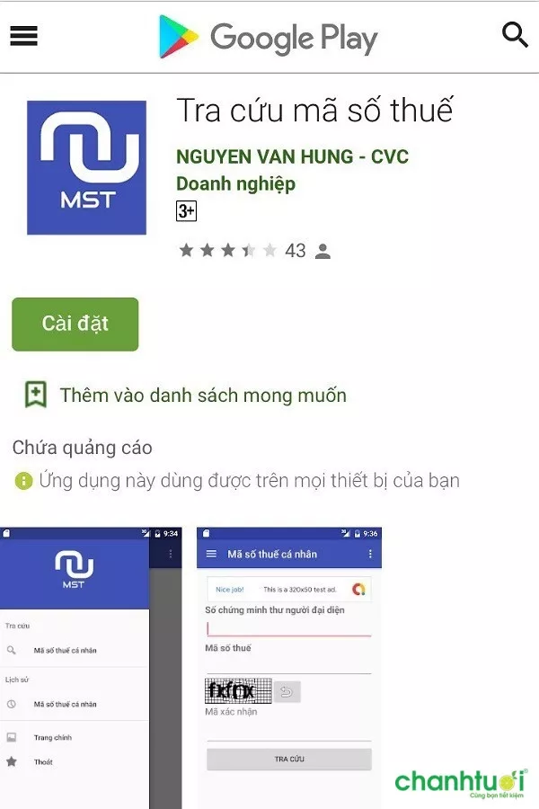 Ứng dụng tra cứu MSTCN