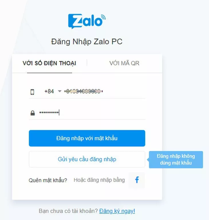 zalo login username password steps