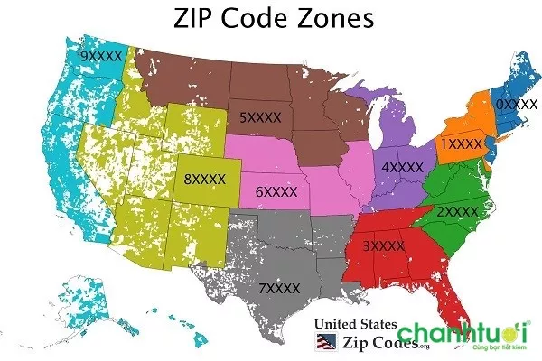 Zip Code đại diện cho khu vực trong tiểu bang