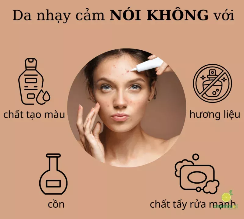 alt text: Các bước chăm sóc da nhạy cảm