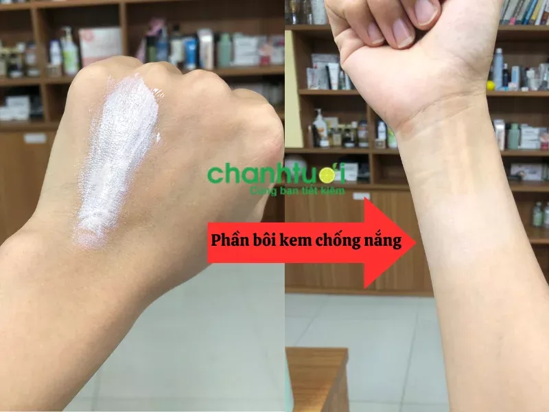 Kết cấu kem chống nắng CNP trên da