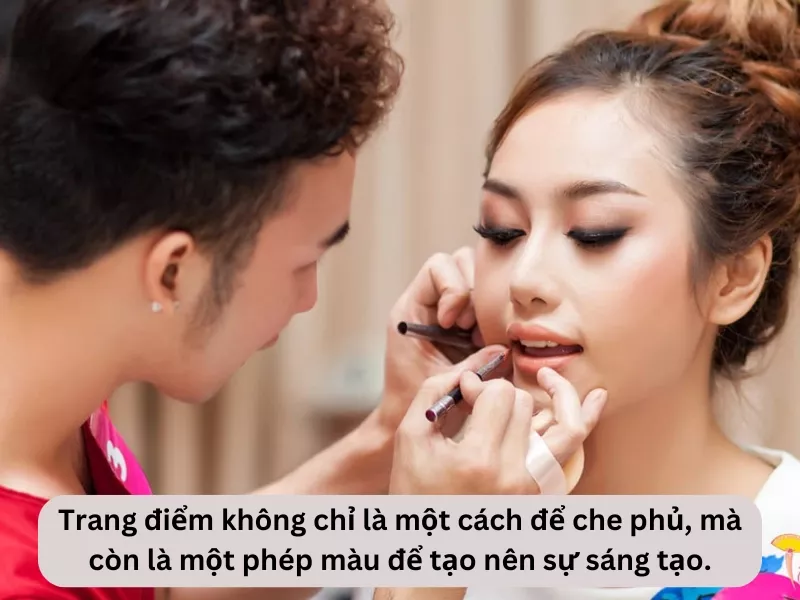 alt text: Bàn trang điểm với nhiều màu sắc