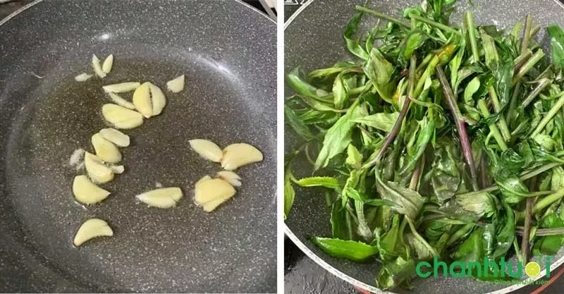 Đảo rau trên lửa to