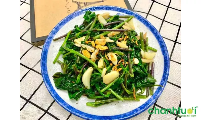Thành phẩm món rau lủi xào tỏi