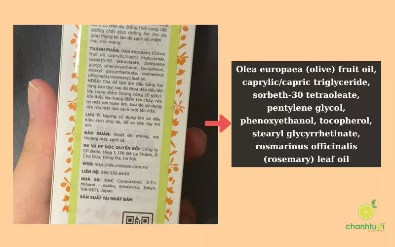 thành phần dầu tẩy trang dhc