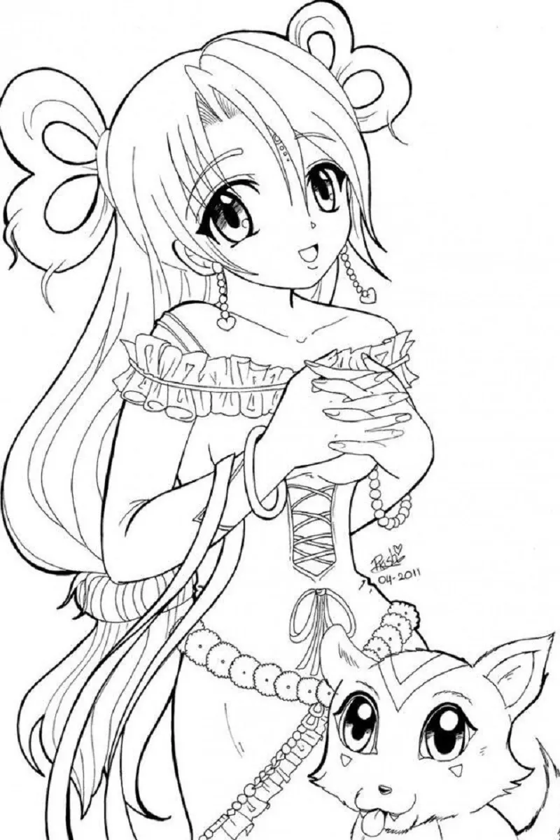 Tranh tô màu công chúa anime